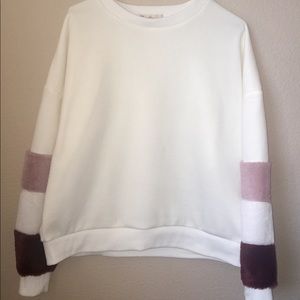 Faux Fur Sleeve Sweater